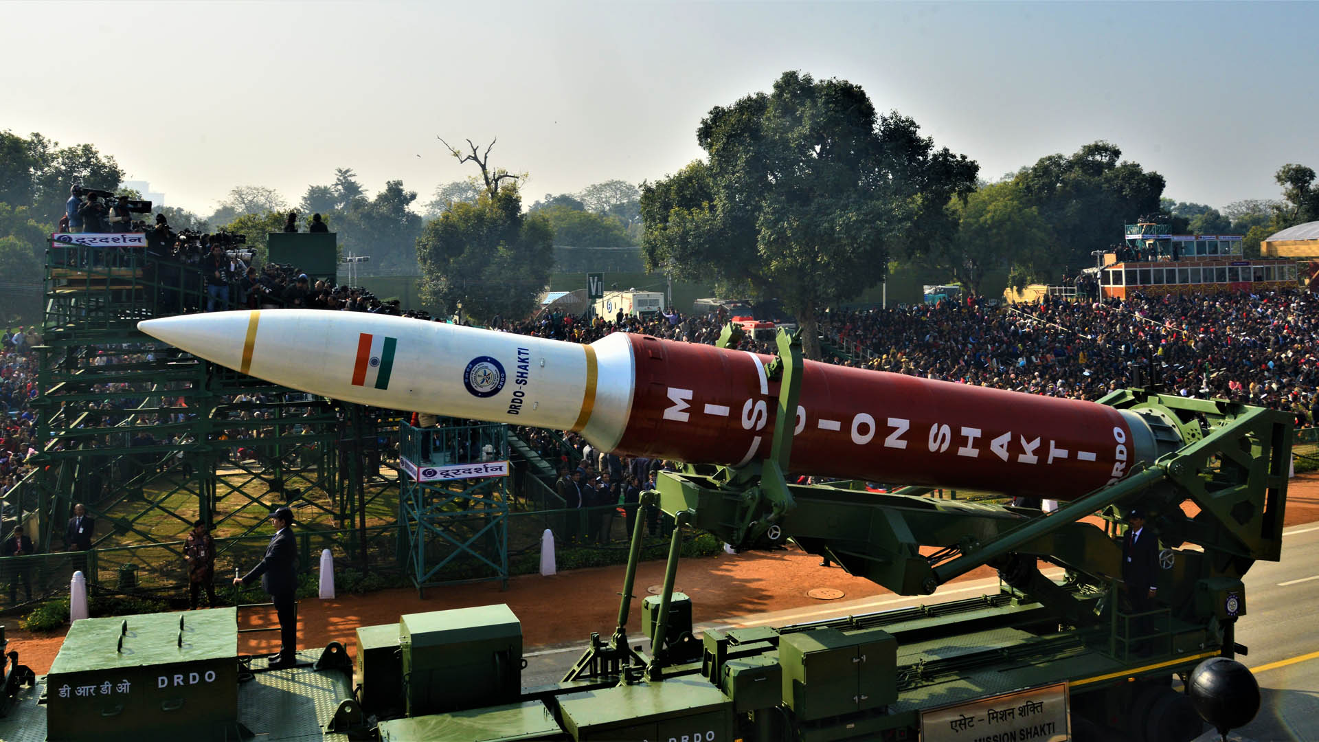 An Anti-Satellite Weapon (ASAT) from Mission Shakti paraded in New Delhi, India in January 2020.
