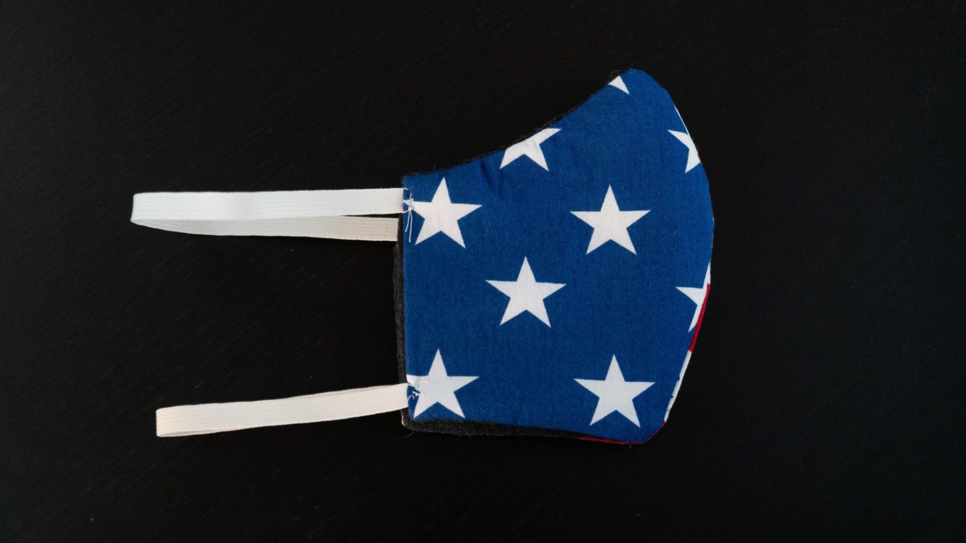 blue white and red star print heart shaped ornament