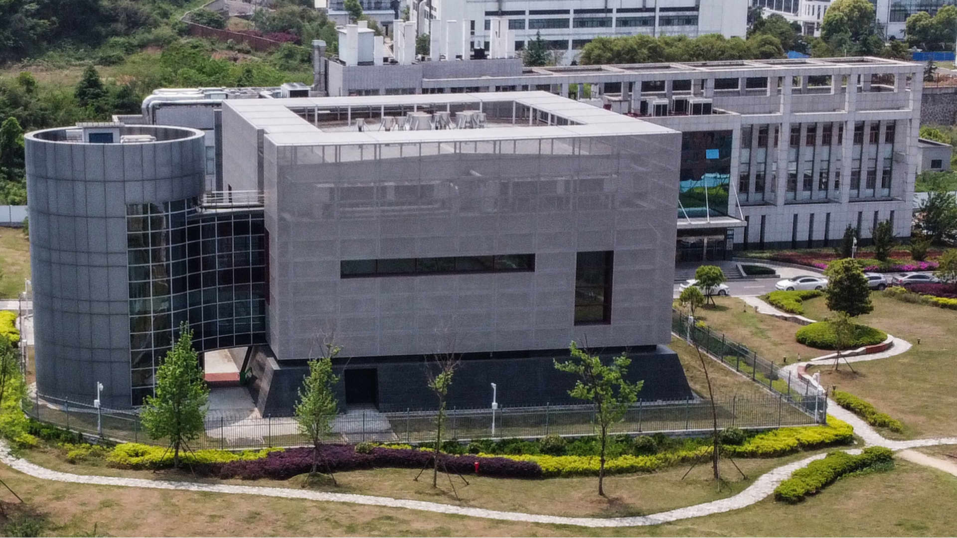 An aerial view shows the P4 laboratory at the Wuhan Institute of Virology in Wuhan in China's central Hubei province on April 17, 2020.
