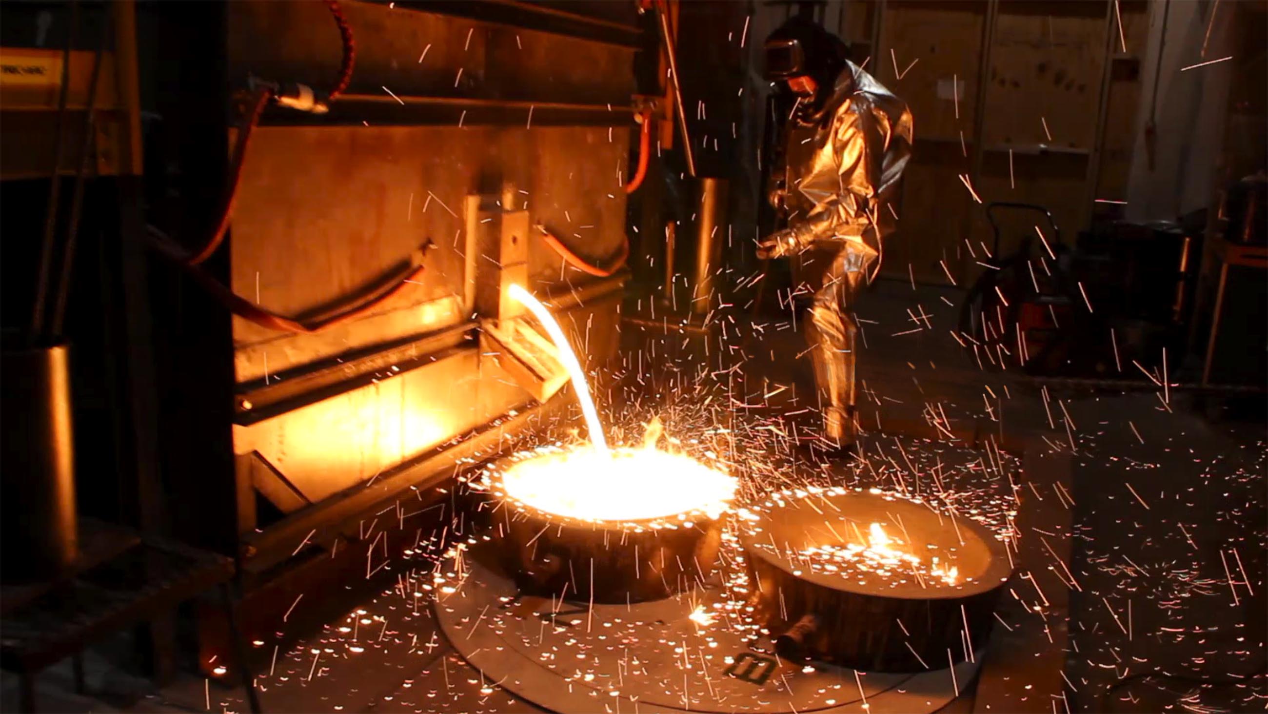 Tapping Boston Metal's semi-industrial molten oxide electrolysis cell.